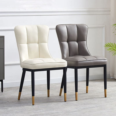 شراء كرسي طعام جلدي ملصق باللون الرمادي مع ساق معدنية للمطبخ التصنيع عبر الإنترنت